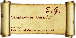 Singhoffer Gergő névjegykártya
